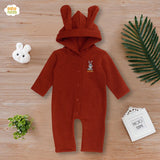 Fleece Bunny Full Sleeves Baby Jumpsuit with Snap Button