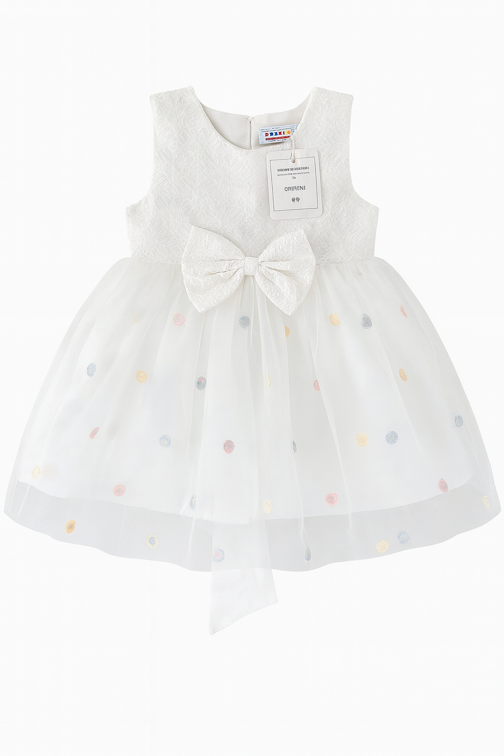 Frock Bow Style White Multi Flower Infant