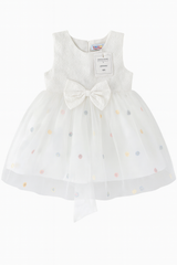 Frock Bow Style White Multi Flower Infant