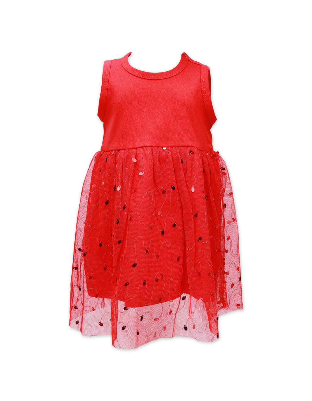 Frock Sleveless With Net Red Infant