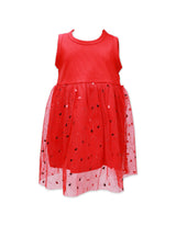 Frock Sleveless With Net Red Infant