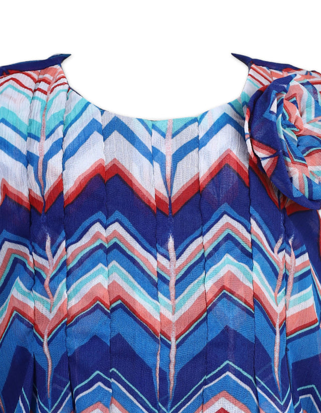 Frock pleated sleeves blue abstract toddler