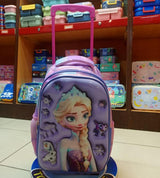 Frozen Elsa 3D School Trolley Bag for Girls Nursery to KG 2 - MomYom Pakistan (8312T)