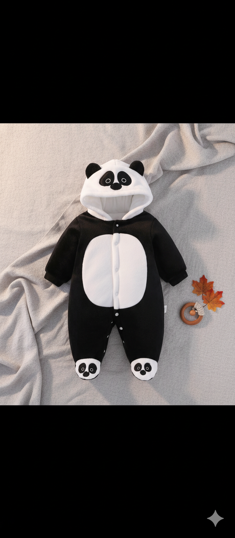 Cute Panda Baby Winter Romper