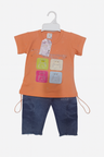 Girls Graphic T-Shirt & Denim Capri Set – Cute Cartoon Print