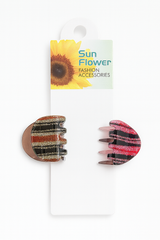 Glitter Striped Hair Claw Clips – Sparkly Mini Set (2pcs)