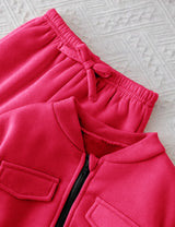 Hot Pink - Mini Style Zip Up Fleece Tracksuit for Kids