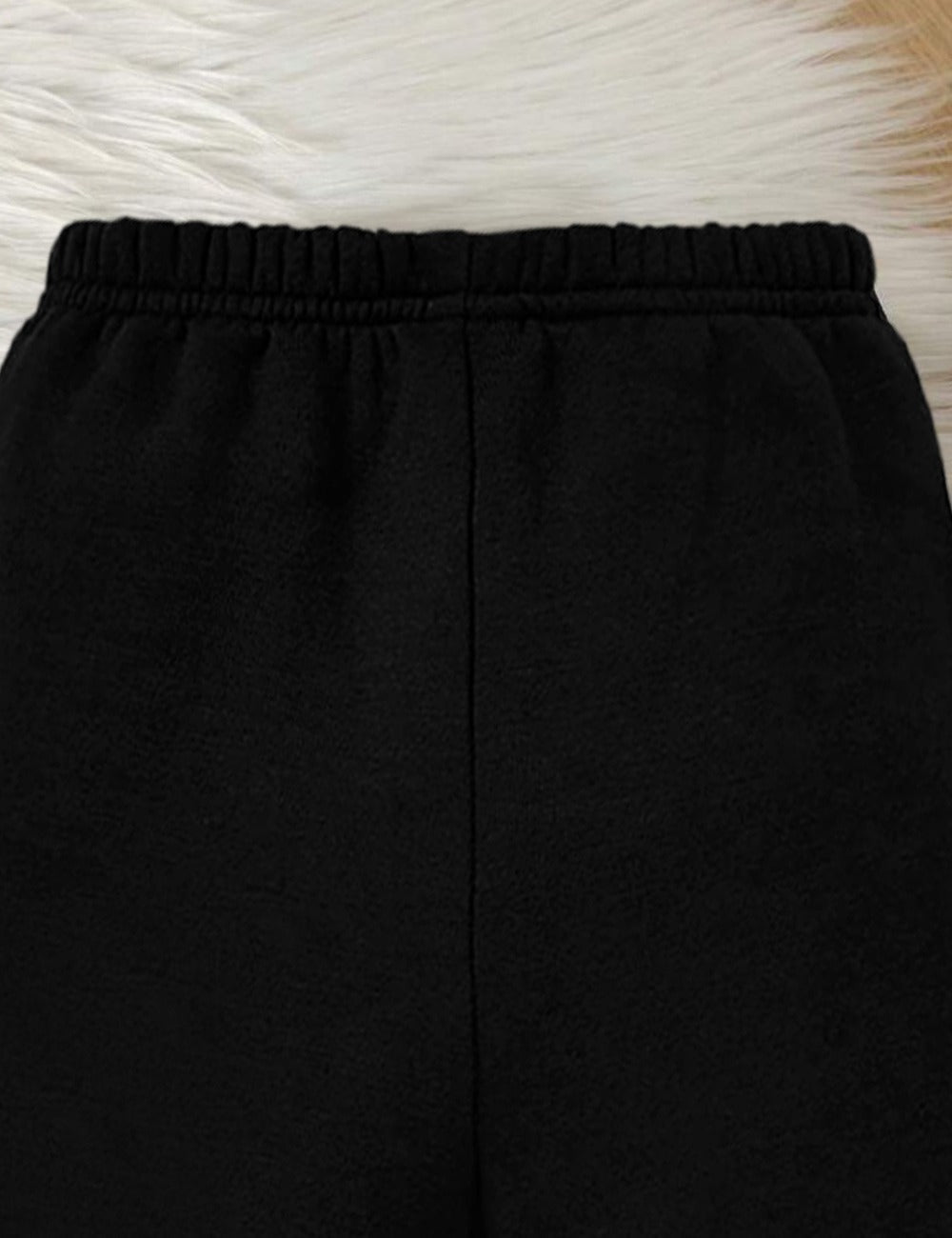 Stylish Black Pearl-Studded Zip-up Fleece Tracksuit for Kids