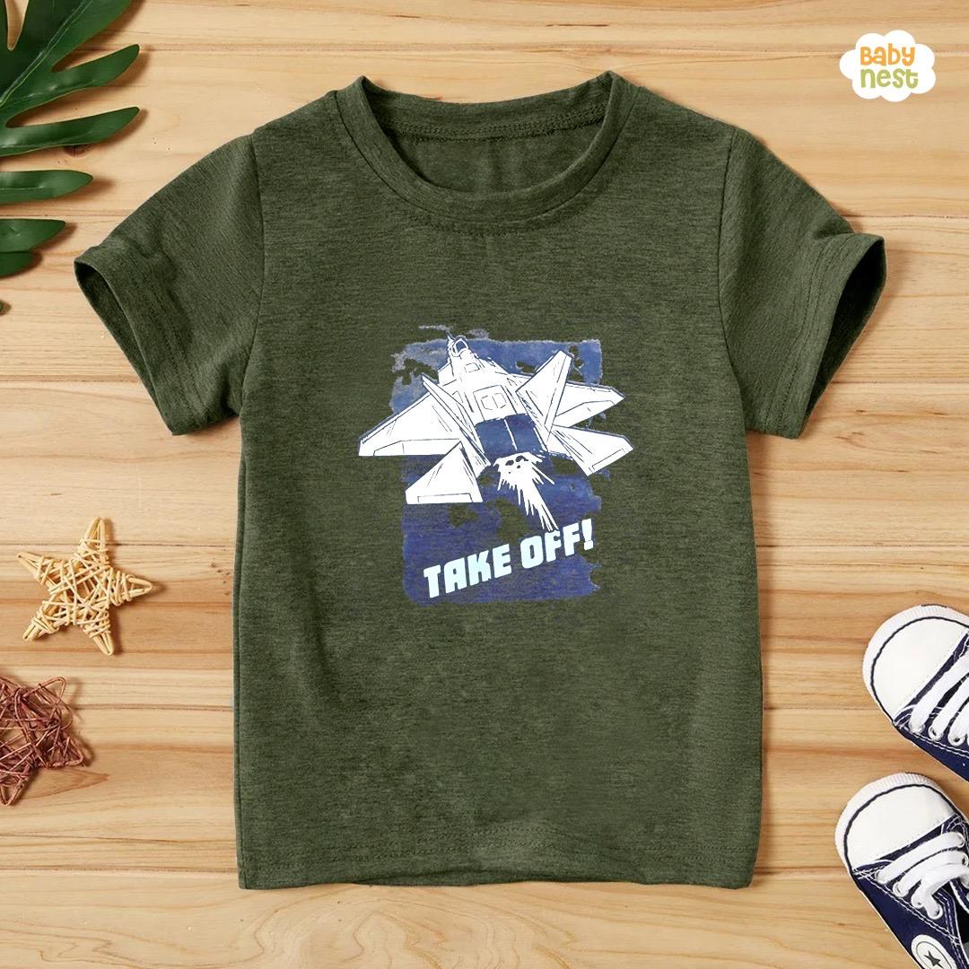 Take off Half Sleeves T-shirt For Kids - Green