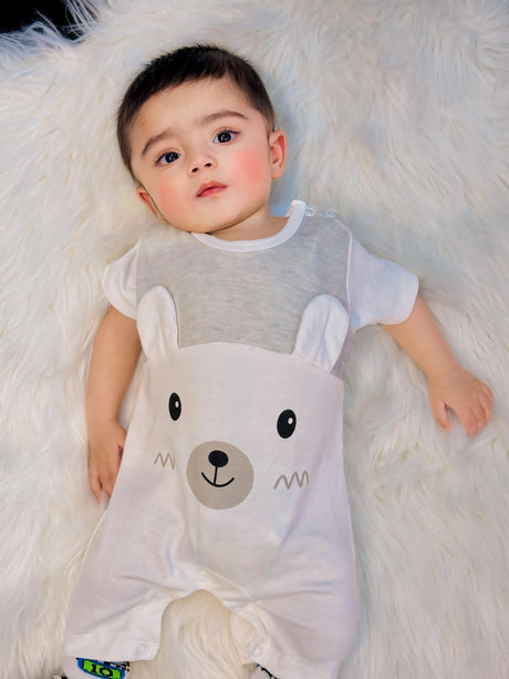 Baby Half Romper - White â€“ Bear