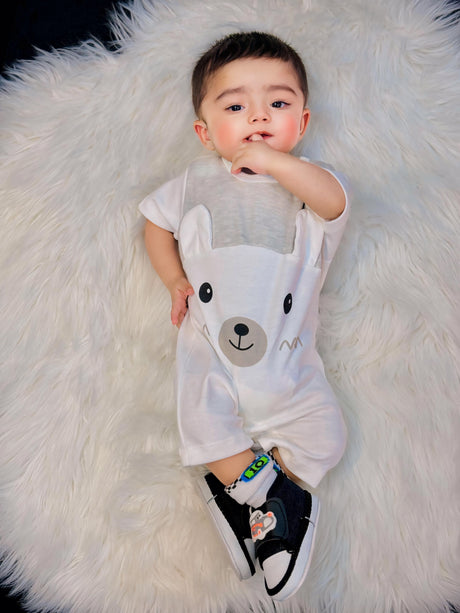 Baby Half Romper - White â€“ Bear