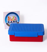 Lego Shaped Lunch Box With Four Durable Side Locks & Two Containers - Blue (0256)
