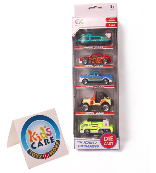 Free Wheelie Pack of 5 Car Set Die Cast Metal 733A (B)