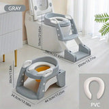 2 in 1 Foldable Potty Training Toilet Seat & Ladder | Soft Cushion & Anti-Slip - Grey
