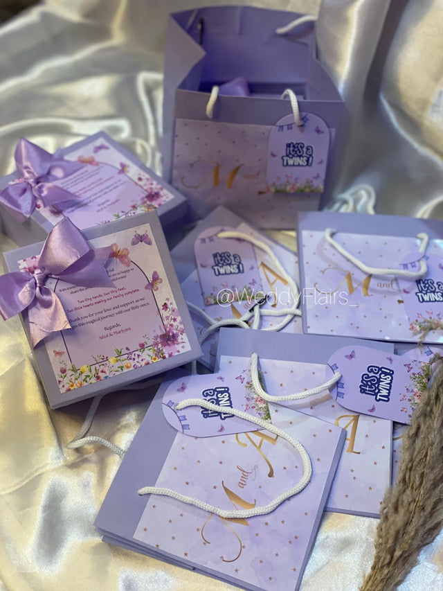 Lavender Blossom Baby Announcement Box - Without Bag