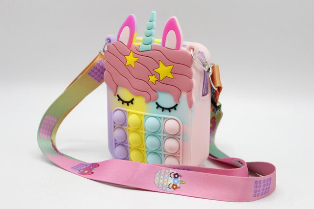Unicorn Shaped Pop It Soft Silicone Cross Body Pouch (KC5141)