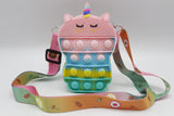 Unicorn Shaped Pop It Soft Silicone Cross Body Pouch (KC5141)