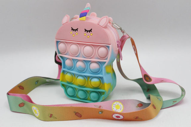 Unicorn Shaped Pop It Soft Silicone Cross Body Pouch (KC5141)