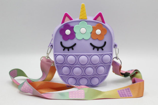 Unicorn Shaped Pop It Soft Silicone Cross Body Pouch (KC5141)
