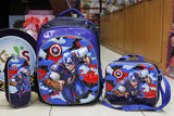 Captain America School Bag 3 Pc Set For Grade-1 And Grade-2 (SS1652)