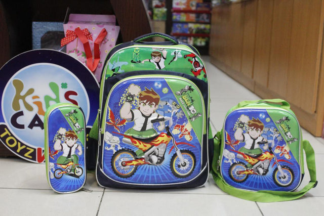 Ben 10 School Bag 3 Pc Set For Grade-1 And Grade-2 (SS1652)