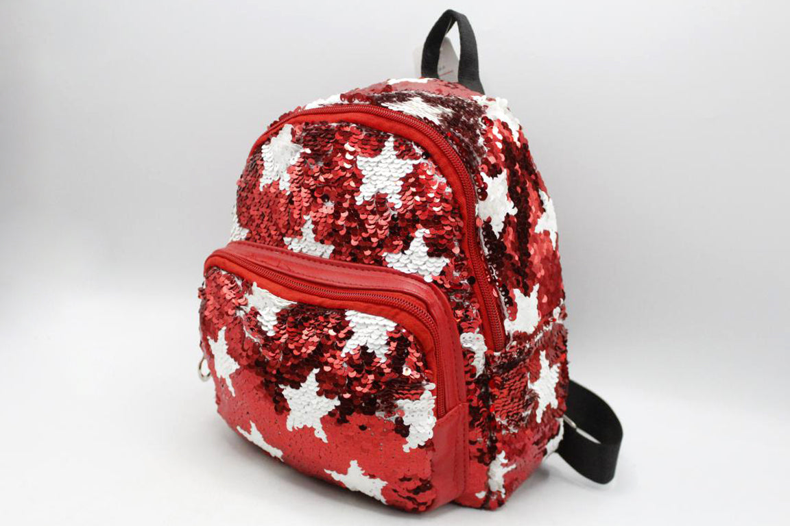 Star Sequins Small Backpack Bag Red (K03)