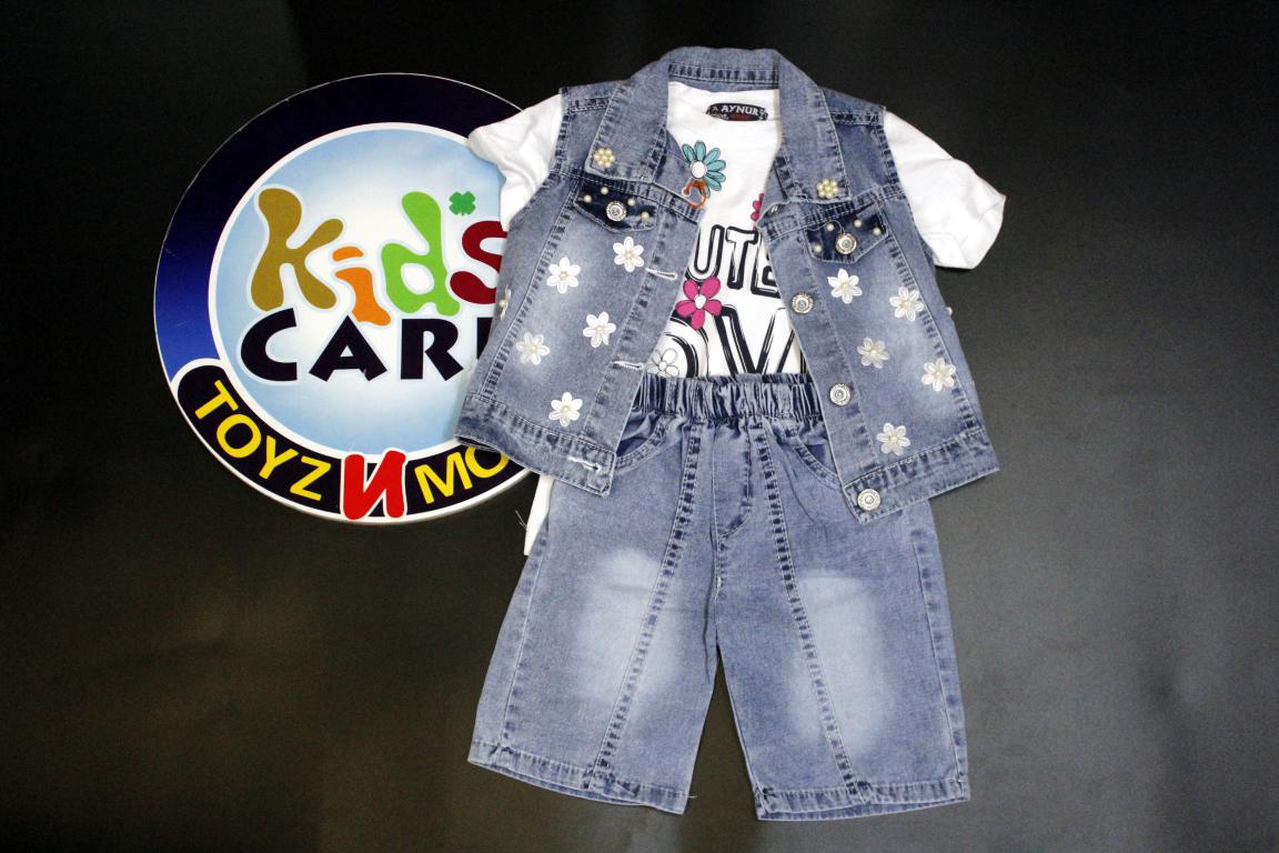 Baby Girl Party Wear Denim 3 Pc Suit For 1 to 4 Years