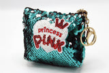 Princess Pink Sequin Pouch Keychain & Bag Hanging Green