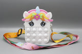 Unicorn Shaped Pop It Soft Silicone Cross Body Pouch White (KC5455)