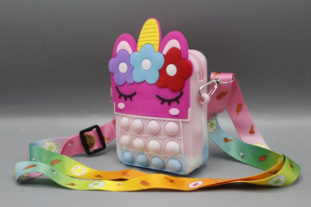 Unicorn Shaped Pop It Soft Silicone Cross Body Pouch (KC5141C)