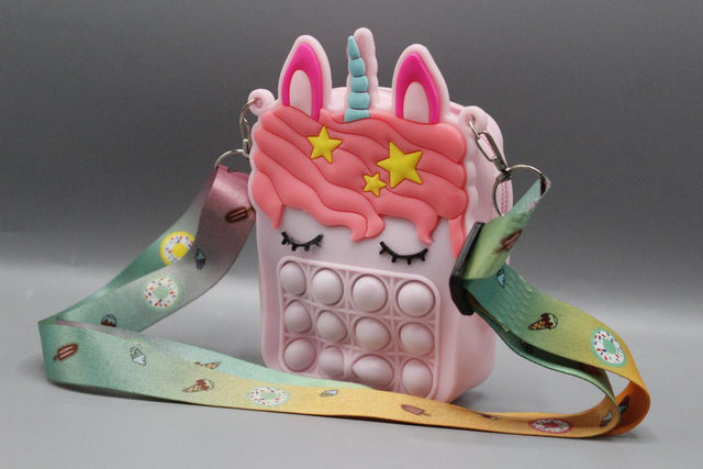 Unicorn Shaped Pop It Soft Silicone Cross Body Pouch (KC5141B)
