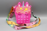 Unicorn Shaped Pop It Soft Silicone Cross Body Pouch (KC5141A)