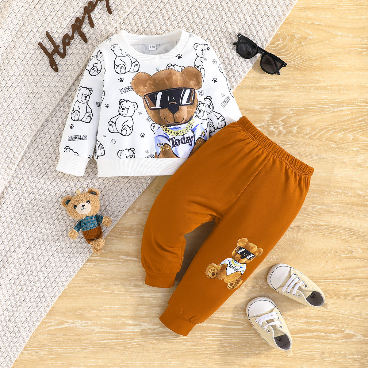 Little Bear Boys Two-Piece Set - Cozy Top & Sporty Pants