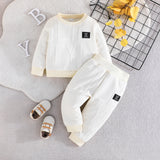 Cute Letter Print Boy's Long Sleeve Top & Sports Pants Set