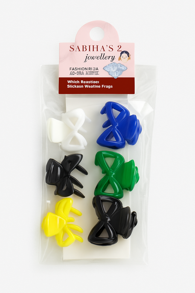 Multicolor Bow Hair Claw Clip Set – 6 Pieces