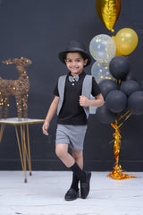 2 Pc Jacket Style with Bow Tie - Black
