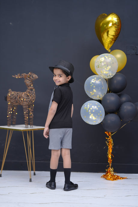 2 Pc Jacket Style with Bow Tie - Black