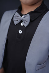 2 Pc Jacket Style with Bow Tie - Black
