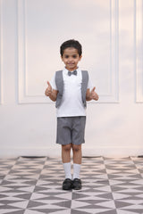 2 Pc Jacket Style with Bow Tie - White