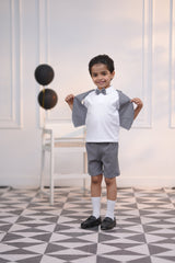 2 Pc Jacket Style with Bow Tie - White