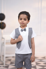 2 Pc Jacket Style with Bow Tie - White