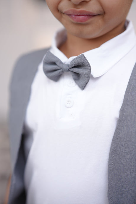 2 Pc Jacket Style with Bow Tie - White