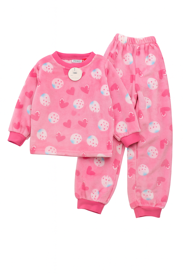 Night Suit Fleeces Pink Hearts