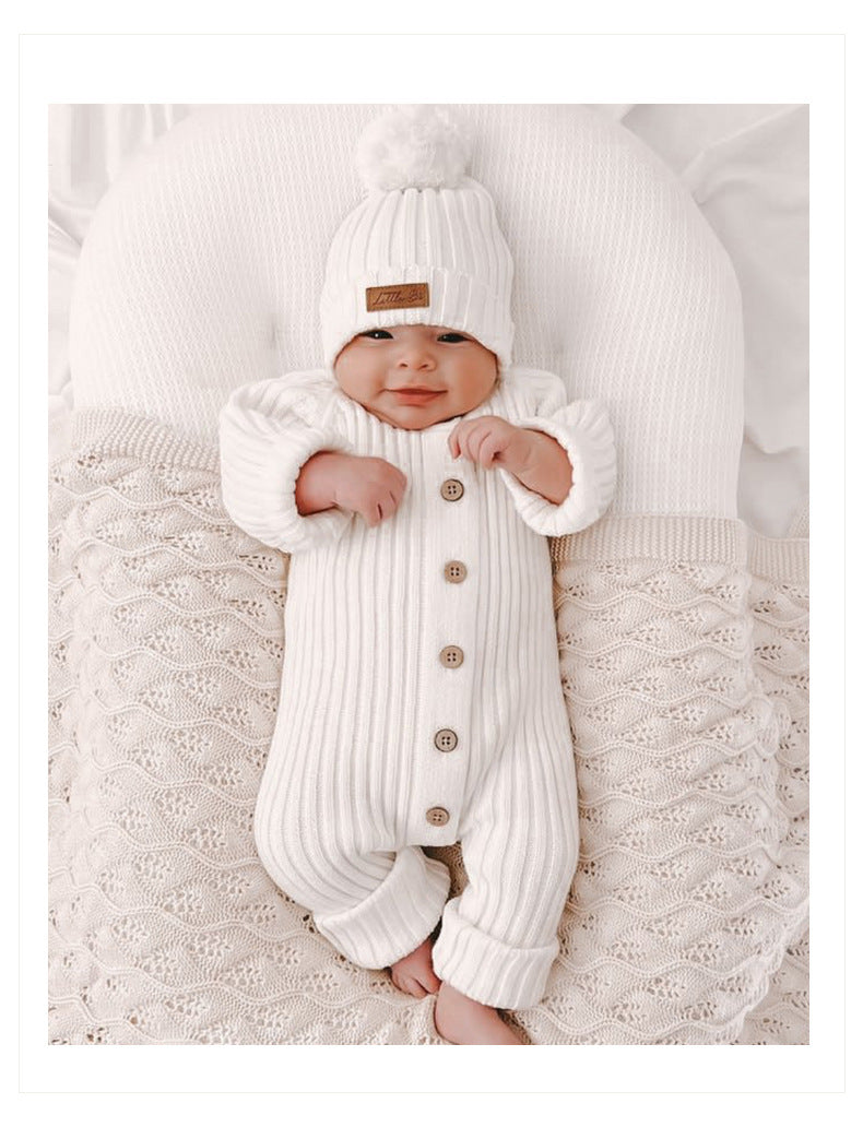 Long Sleeve Newborn Knitted Baby Jumpsuit Cotton Set Knit Top Romper