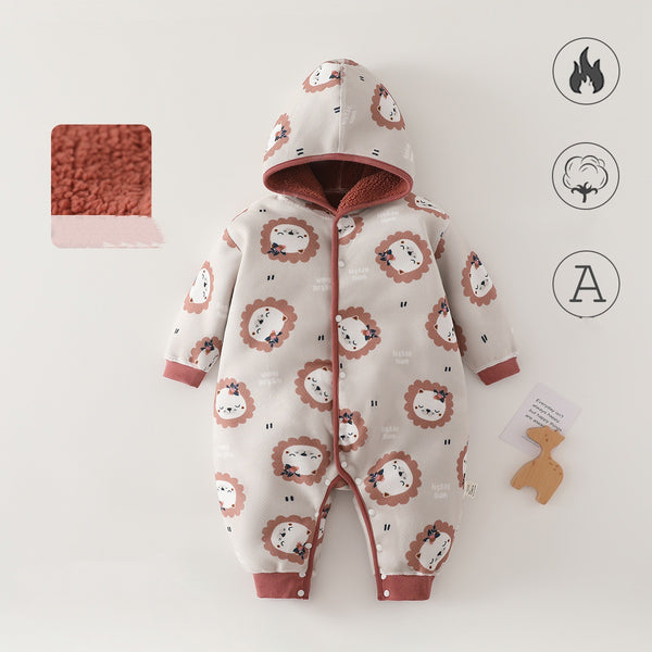 Unisex Cotton Fleece Hooded Onesie Jumpsuit