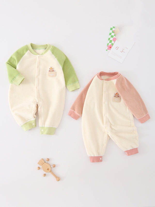 Baby autumn and winter base with fleece warm onesie mens and womens baby pajamas