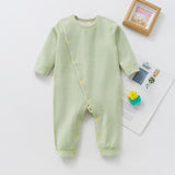 Baby spring and autumn knitted velvet side open long sleeve onesie double-sided woolen warm pajamas