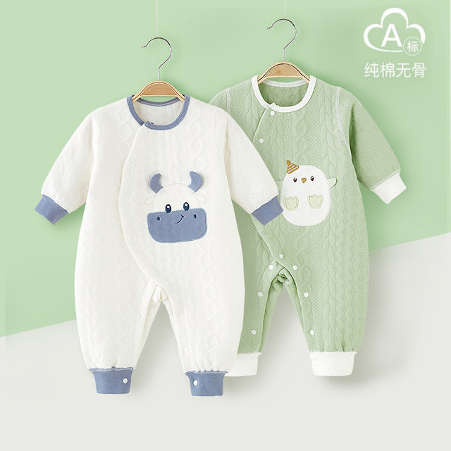 Unisex jumpsuit Spring and Autumn air clamp thin cotton warm baby clothing