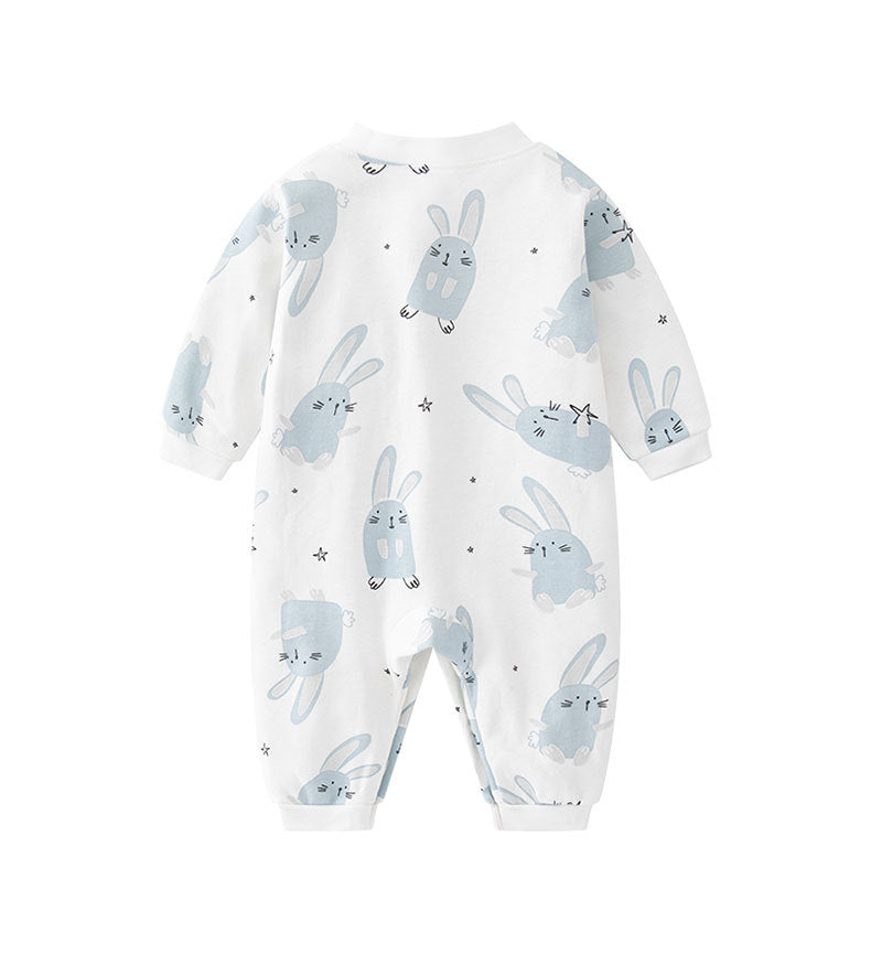 Baby Blue Bunny Jumpsuit, Long Sleeve Footless Air-Conditioned Outfit Jumpsuit