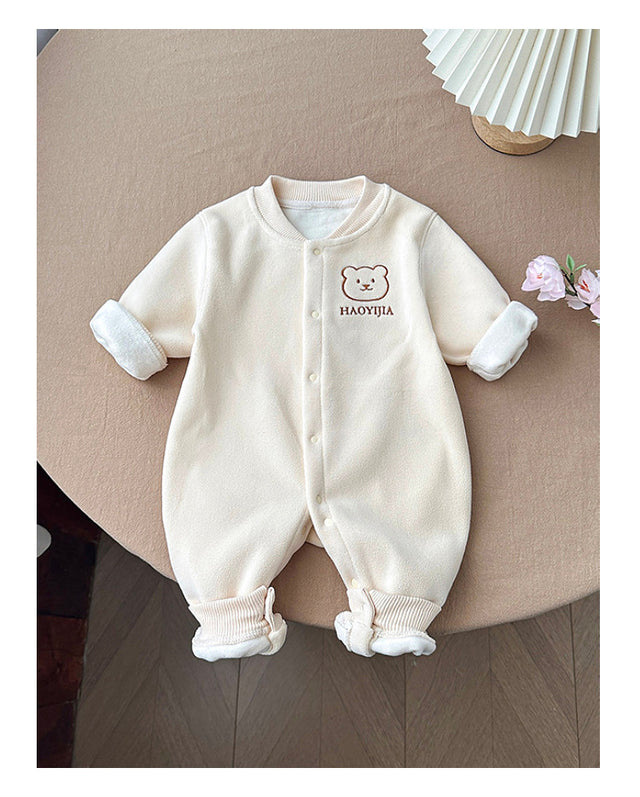 Baby autumn and winter warm one-piece home clothing plus fleece thick climbing suit